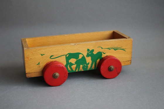 Image 1 of Vintage wooden wagon, hand-painted