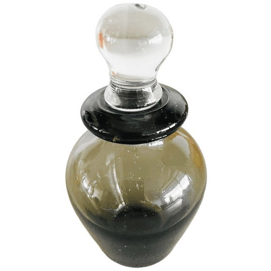 Image 1 of Flacon de parfum vintage en verre gris transparent soufflé à la main, années 1950