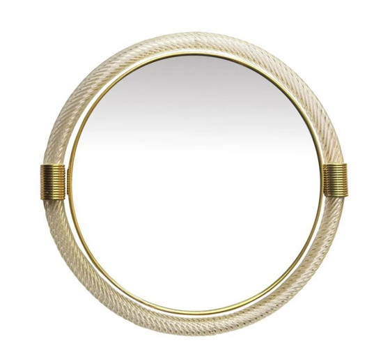 Image 1 of Venetiaanse ronde "Torgiglione-Torchon" Murano glazen wandspiegel in Barokke stijl