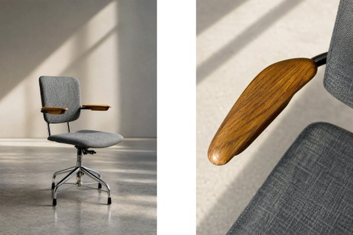 Fauteuil de bureau pivotant de style industriel scandinave moderne vintage, fabriqué par Verkstads AB (photo 2 of 16)