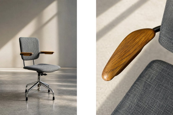 Sedia da ufficio girevole vintage in stile industriale scandinavo di metà secolo, prodotta da Verkstads AB (photo 2 of 16)
