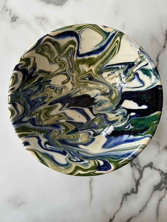 Image 1 of Terracotta salad bowl with a marbled effect
