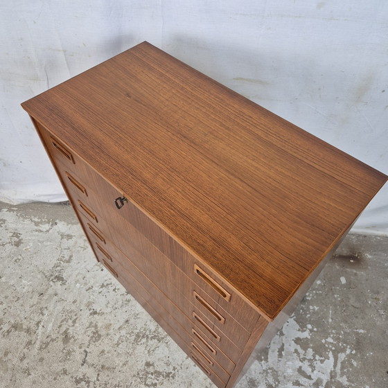 Image 1 of Vintage Deense ladekast, commode jaren 60 teak 6 laden