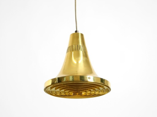 Originele Hans-Agne Jakobsson koperen hanglamp uit de jaren 60, model T 598, van Markaryd, Zweden