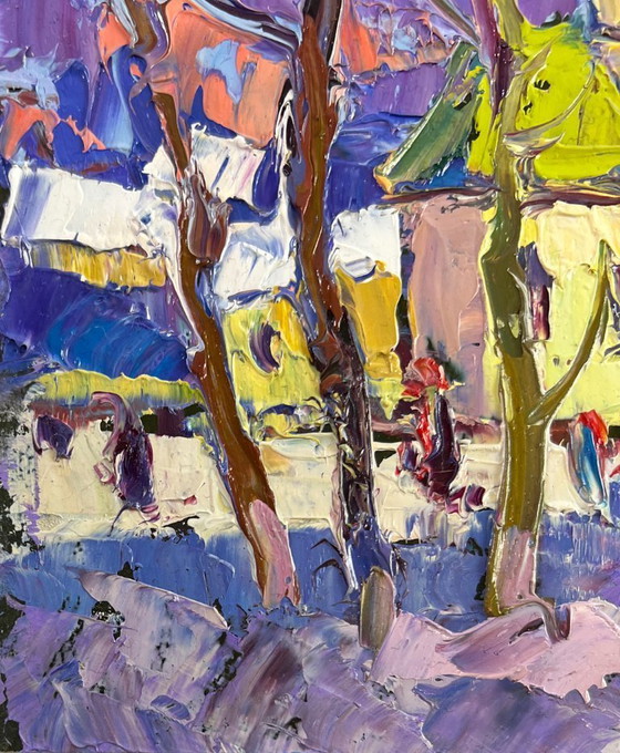 Image 1 of Original Oil Painting Day Church Landscape Spring in every breath