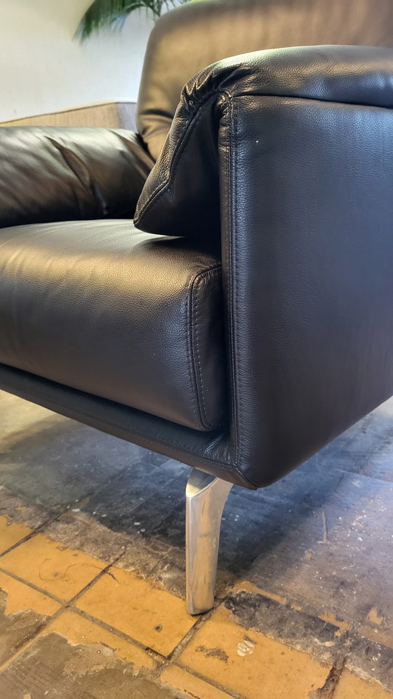 Image 1 of Leolux Bora Balanza Fauteuil Leer Zwart
