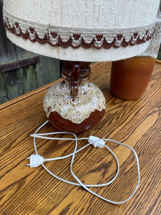 Image 1 of Scheurich Vase Fat Lava West Germany Table Lamp Ceramic Base 70s Vintage
