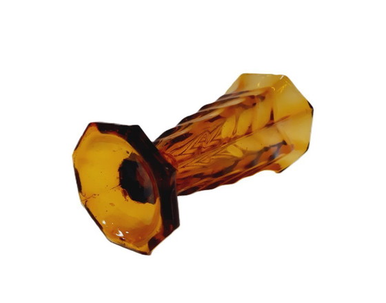 Image 1 of Jarrón octogonal de cristal ámbar estilo art déco
