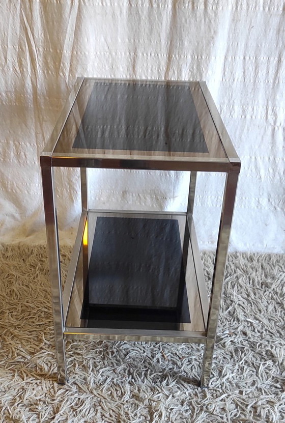 Image 1 of Consolle di design in metallo cromato e vetro - anni '70/'80