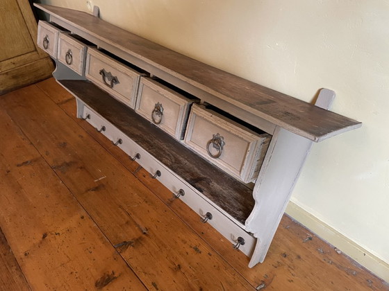 Image 1 of Grande scaffale da parete, scaffale da cucina con ciotole, stile antico francese