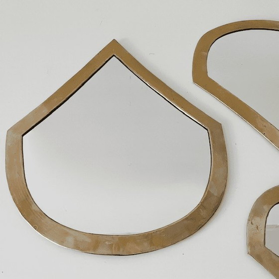 Image 1 of Set di specchi a goccia in ottone marocchino a forma di goccia di pioggia