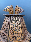 Openwork wooden lamp in an exotic 1960s style