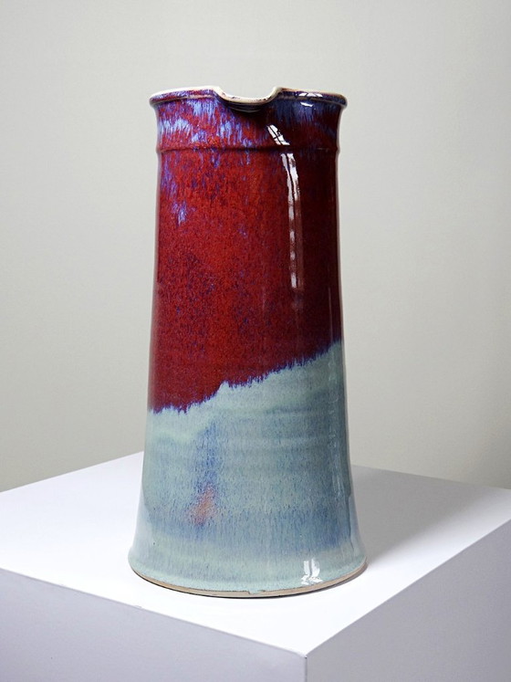 Image 1 of Jarra artística de gres de gran tamaño, obra de Lévéjac y Michel Goldstyn, con esmalte color sangre de buey flameado.
