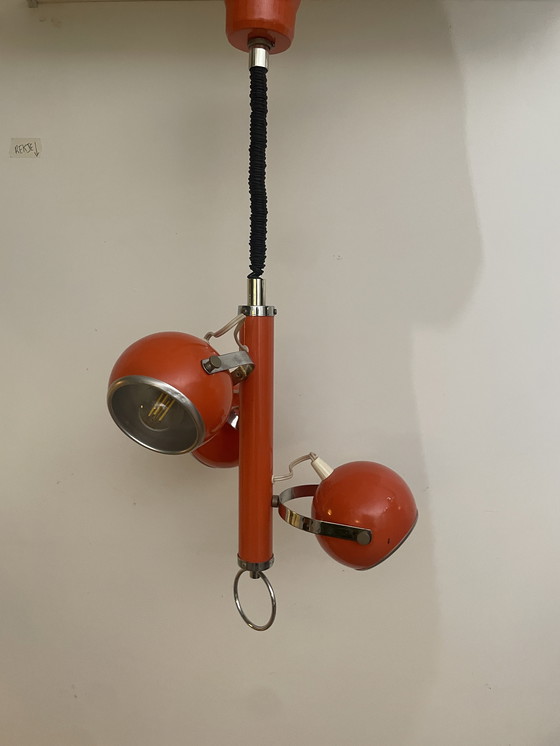 Image 1 of Suspension Herda « Œil » vintage – années 1970 – design futuriste orange