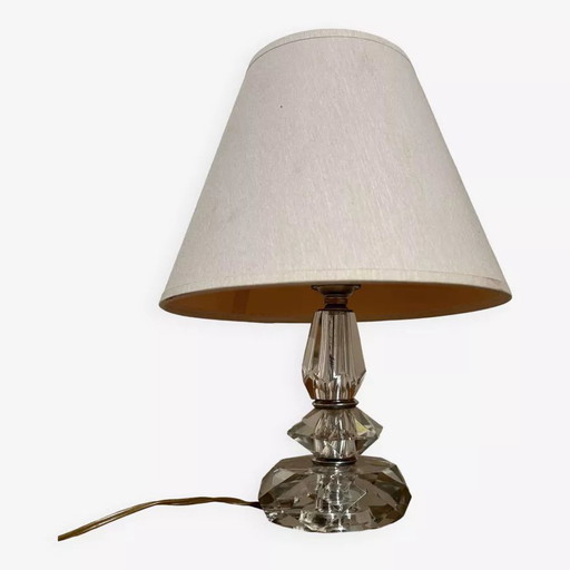 Lampada vintage in cristallo e cromo, Francia 1940