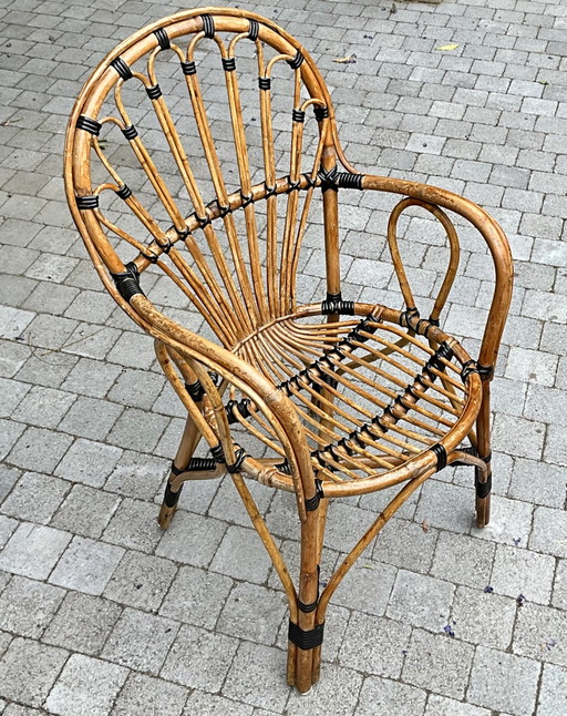 Vintage Rattan Peacock Armchair – France, 1970s – fauteuils, Plastic (photo 2 of 10)