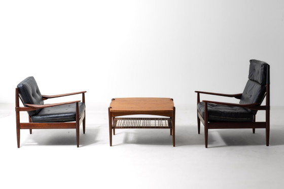 Set di poltrone lounge moderniste di BEKA, anni '60 – Legno, Pelle (photo 2 of 15)