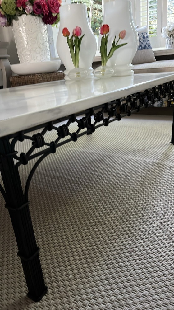 Solid wood Coffee table with knotted iron base, Black (photo 2 of 5)