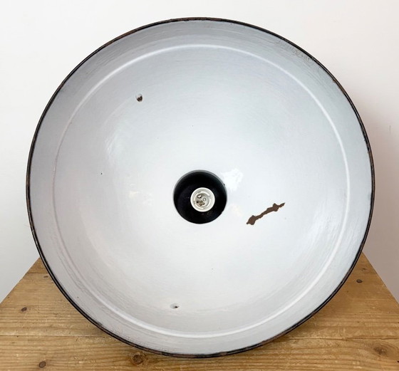 Industrial Black Enamel Factory Pendant Lamp, 1950s – Iron (photo 18 of 18)