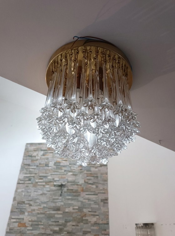 Image 1 of Kronleuchter aus Muranoglas mit Blumenstrauß von Venini, 1960er Jahre