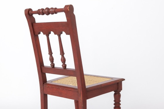 Sedia vintage belga tornita | Sedia in legno anni '40 con nuova seduta in rattan – Sedie da pranzo, Wood (photo 8 of 11)