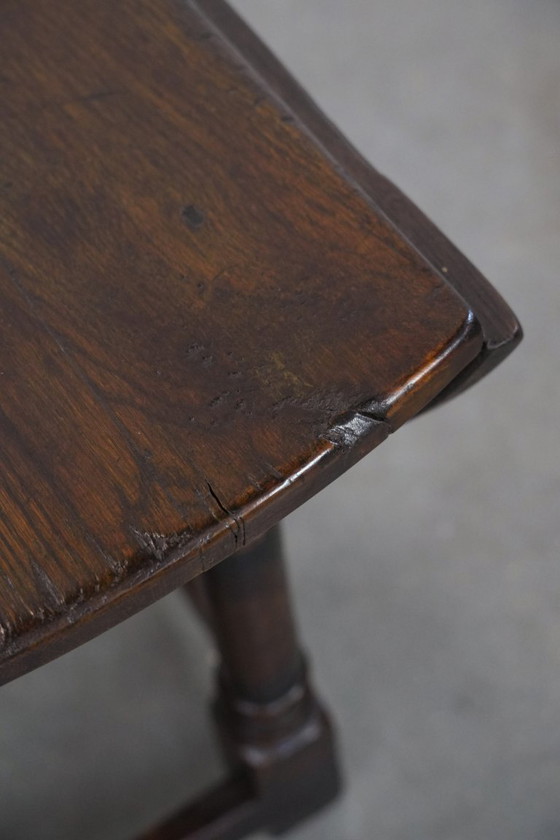 Image 1 of Antieke Engelse klassieke hangoor bijzettafel/joint stool gemaakt van eikenhout uit de 18e eeuw