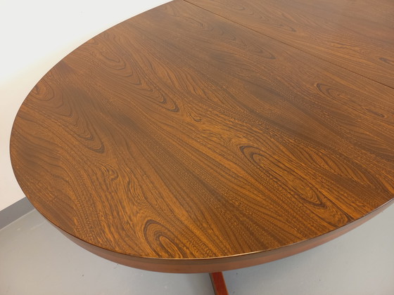 Image 1 of 60s-70s vintage Baumann elm wood oval dining table with extensions