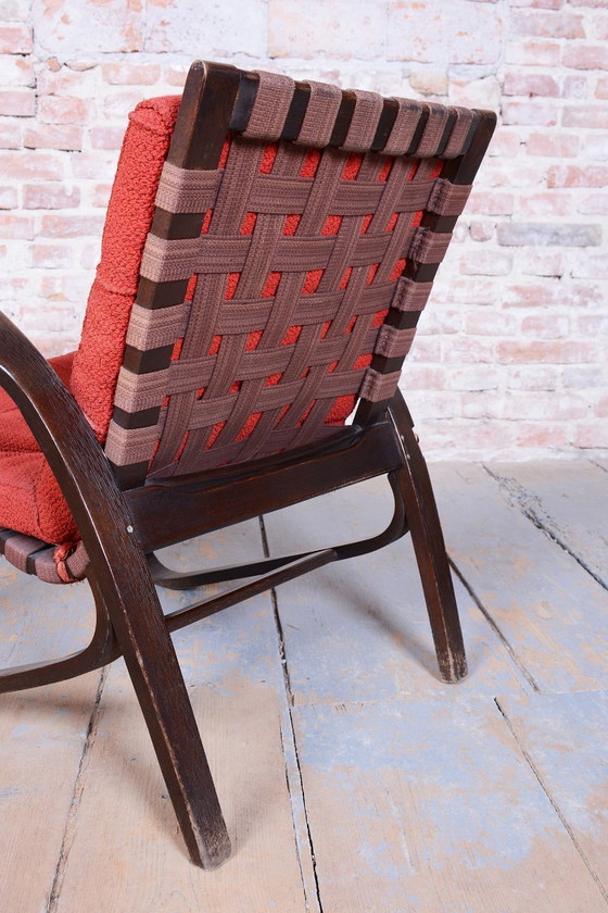 Paire de Fauteuils Art Déco restaurés, conçus par Jan Vaněk, chêne, tchèque, années 1940 – Textile, Wood (photo 15 of 18)