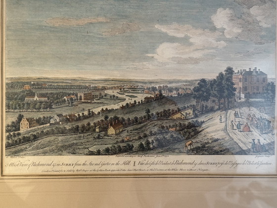 Image 1 of Large Antique 1750s Framed Print – Richmond Hill, Surrey – Sayer & Overton
