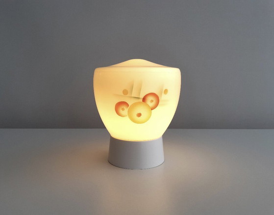 Image 1 of Bijzondere art deco plafondlamp met grafische print, mcm lamp glazen bol, medium variant
