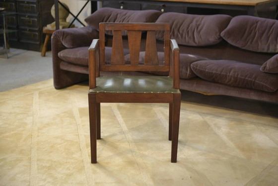 Arts & Crafts Sessel 1940er Jahre – Leder, Holz, Vintage (photo 2 of 12)