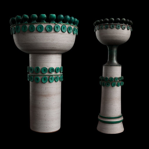 Unique pair of handmade ceramic floor vases - fat lava style - ca. 1960/70