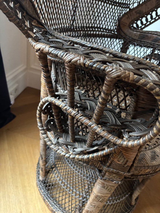 Image 1 of Vintage Rotan Pauwenstoel - jaren '70