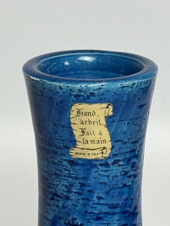 Image 1 of Mid-Century Italian Design Bitossi Rimini Blu Glazed Ceramic Vase. Italy, 1960s.