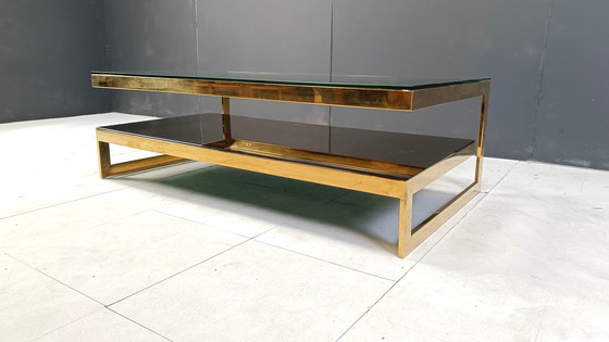 Image 1 of Table basse vintage à deux étages en belgochrome 23kt, 1970