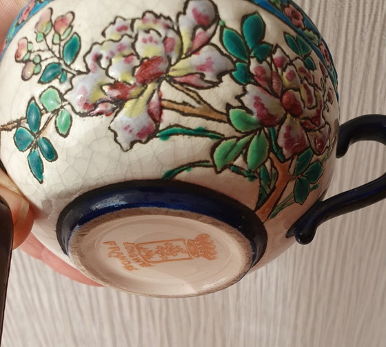 Set 5 Antieke Longwy Kop & Schotels–ca 1930–Perfecte Staat! – Decoratieve objecten, Ceramic (photo 8 of 17)