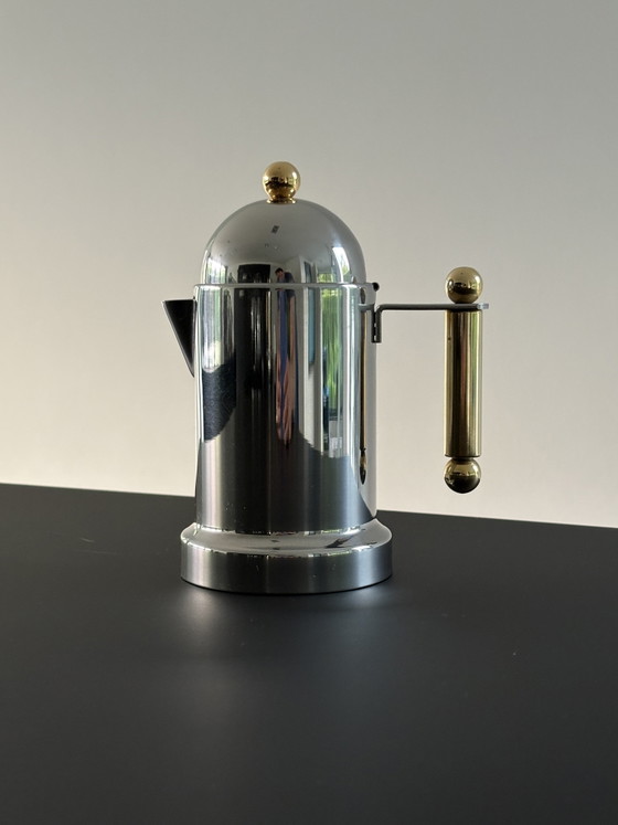 Image 1 of Moka vintage Vev Vigano degli anni '80 in acciaio inox e oro, mai usata.