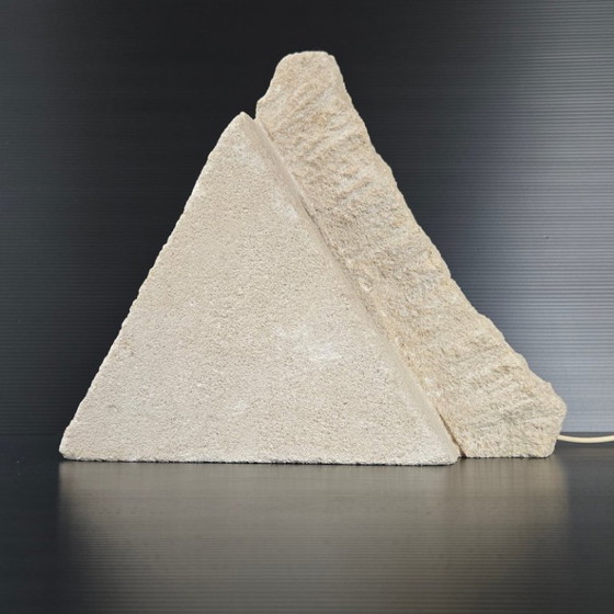 Image 1 of Vintage 1970s Stone Pyramid Table Lamp