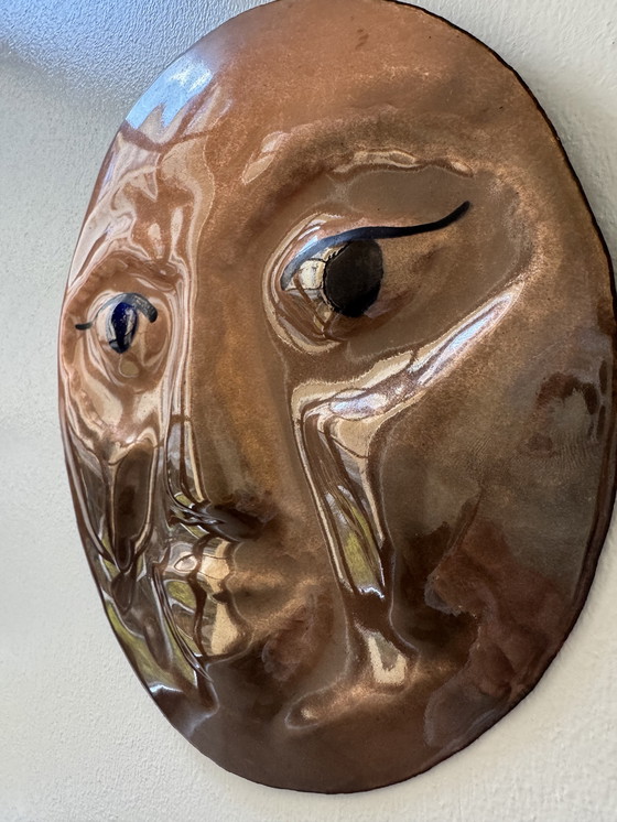 Image 1 of Repoussé and enameled brass sculpture from the 1960s