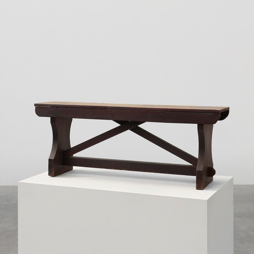 Rustic wooden bench in Wabi Sabi style, France 1900s