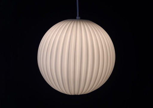 Louis Kalff for Philips Eindhoven, vintage milk glass pendant lamp, beautiful in its simplicity, Dutch design, MCM lamp