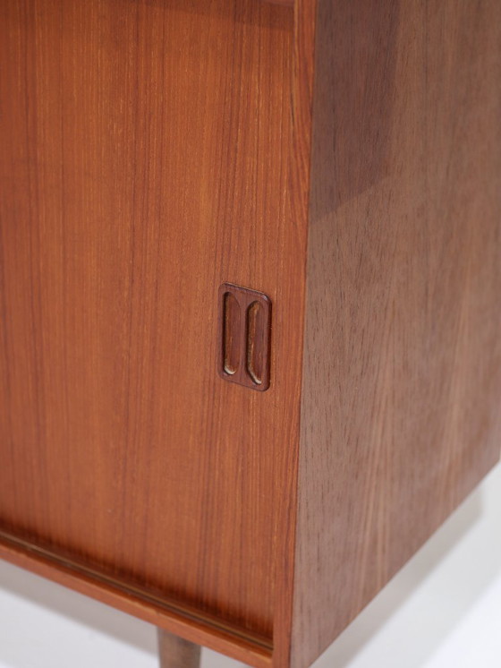 Image 1 of Danish vintage teak wood sliding door cabinet