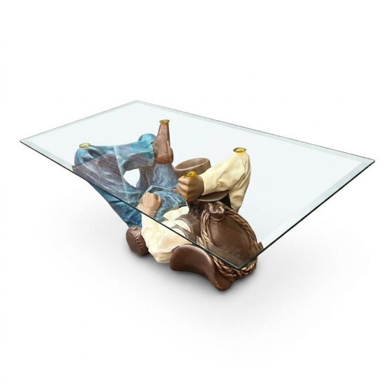 Image 1 of Vintage Jaren '70 Cowboy Saloon Glass table