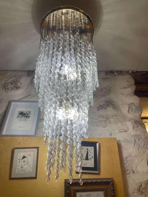 Venini waterfall suspension in murano glass , Italy 1970