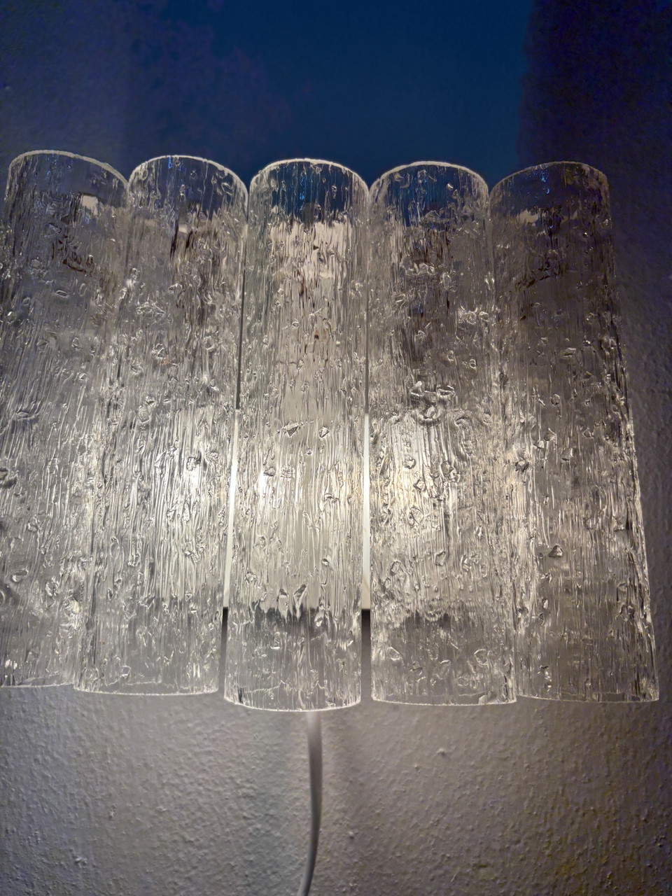 60S 70S Doria Verre À Glace 12 Abat-Jours Structure En Verre Tubes Vintage, Top