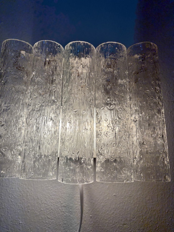 Image 1 of Vintage Doria Leuchten wall lamp ice glass tubes 1960s