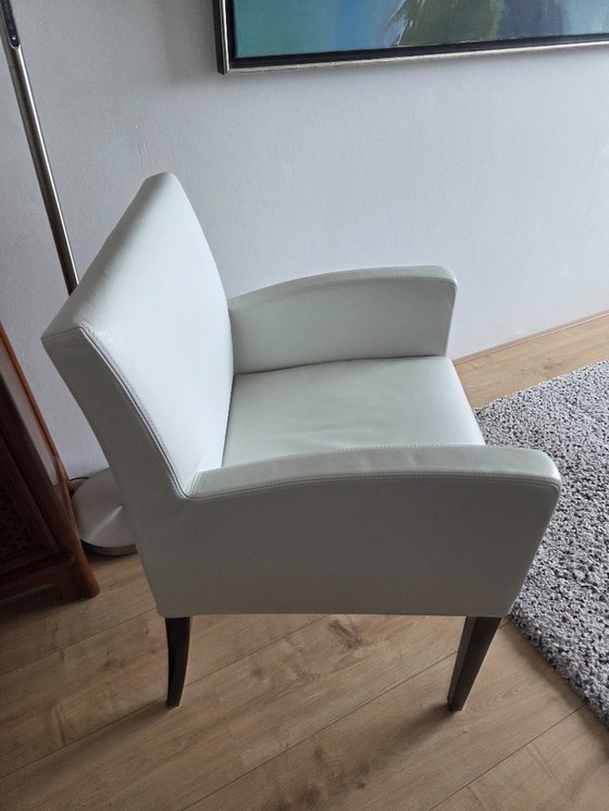 Image 1 of 4 wit leren eetkamerstoelen Wittmann
