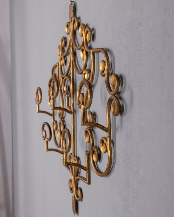 Vintage 1950s Italian-design wrought iron wall coat rack (photo 3 of 13)