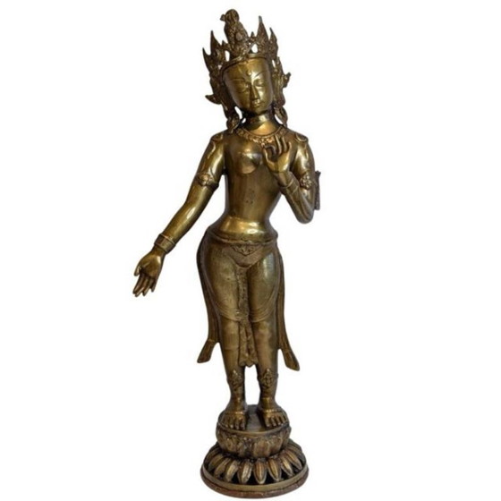 Tara debout monumentale népalaise en bronze doré au feu – XVIIIe/début XIXe siècle - 089 – Sculptures, Gold (photo 2 of 17)
