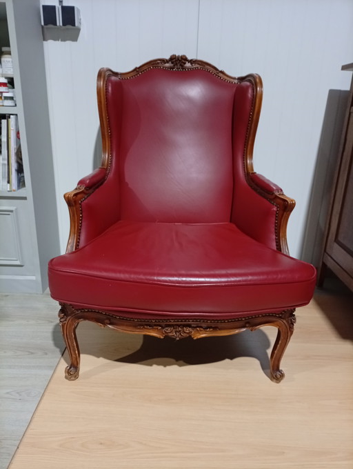 Vintage Fauteuil, Rood Leer